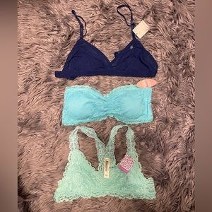 Anemone Blue Skies 3 Pack Lace Bralette Set in M/L